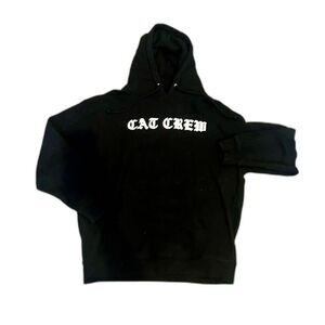 Independent Trading Company Womens Large Hoodie Solid Black Cat Crew Sweatshirt